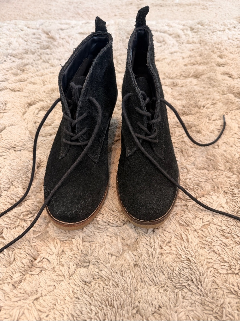 Sonoma Black Suede Lace-Up Wedge Ankle Boots